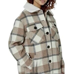 Sanctuary Sherpa-Trim Plaid Coat, Women's Size XS